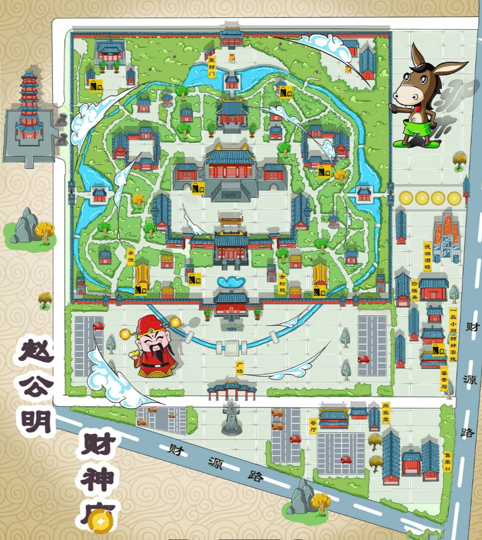 凉山寺庙类手绘地图